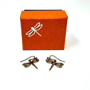 Piercing‎ Pagoda Set of Dragonfly Dangle Earrings Gold Tone With Box Vintage